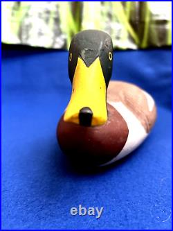 Duck decoy S. Pierre Havre de Grace, MD Mallard Duck Drake Signed- 10.5