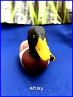 Duck decoy S. Pierre Havre de Grace, MD Mallard Duck Drake Signed- 10.5