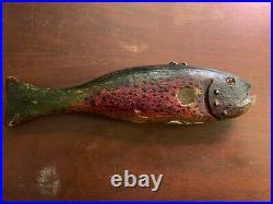 Duluth fishing Decoy 12 Rainbow Trout 2 Coin Carved Decoy