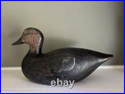 Early Antique Joe Lincoln Solid Carved Wood Oversize Coastal Black Duck Decoy