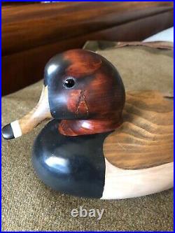 Estate Find Rare 1980's Tom Taber Carved Wood Decoy Duck Signed
