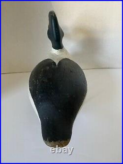 Goldeneye Duck Carved Wood Decoy, Slight Turned Head, Painted Eyes, Unsigned