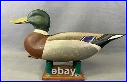 Great Hollow Mallard Duck Decoy by David Rhodes Absecon NJ Signed & Branded