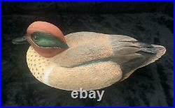 Hand Carved & Signed J. Kasprovich Wooden Duck Decoy Green Winged Teal 2009
