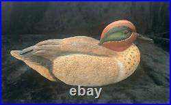 Hand Carved & Signed J. Kasprovich Wooden Duck Decoy Green Winged Teal 2009