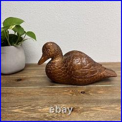 Hand Carved Wood Folk Art Drake Duck Decoy Bird Sculpture Vintage