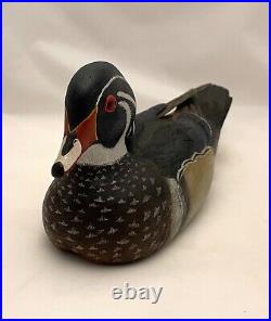 Intricately Carved Wood Duck Drake Decorative Decoy