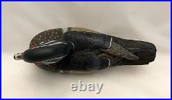 Intricately Carved Wood Duck Drake Decorative Decoy