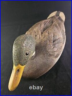 John Good Signed Vintage 1985 Wooden Hand Carved Mallard Duck Decoy