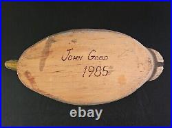 John Good Signed Vintage 1985 Wooden Hand Carved Mallard Duck Decoy