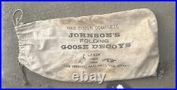 Johnson's Folding Goose Decoys Complete Bag 12 Geese WITH Metal Stakes, 1940s Usa