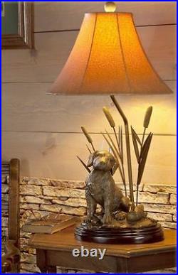 Labrador Dog Decoy Duck & Cattail Table Lamp Hunting Lab Retriever Rustic Light