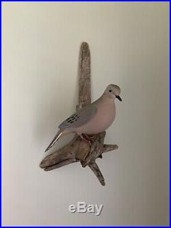 Large 2001 EDDIE WOZNY Carved Dove Decoy on Driftwood Wall Hanging Cambridge MD