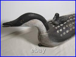 Large Loon Hand Carved Painted Wood Duck Decoy Vintage Bird