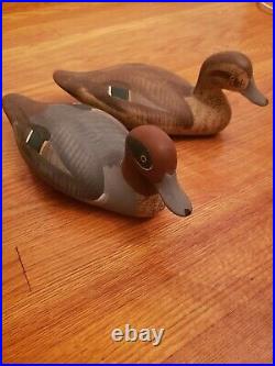Madison Mitchell Green Wing Teal Vintage Duck Decoy Pair Signed