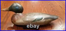 Mason Mallard Drake Glass Eye Flat Bottom 100 Year Old Original Duck Decoy