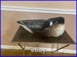 Nice Vintage 20 LARGE Carved Wooden Black &White Swan Decoy By Hank Walker