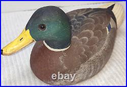 Old Wood Duck Decoy, Hand Carved Mallard with Amazing Fine Art Details and Colors