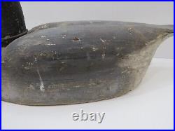 Old Wood Hand Carved Canadian Goose Decoy With Original Lead Weight (a1c707b)