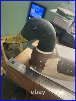 Original Paint Vintage Wooden Duck Decoy CC Cutting Pekin IL Mallard Hen Drake