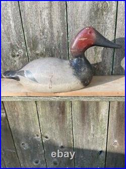 PAIR EVANS CANVASBACK Duck wood decoys Mammoth Solid body Evans stamp Wisconsin