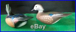 Pair Carved Hunting Wood Duck Decoys Limited Edition Signed Bill Schauber 61/75