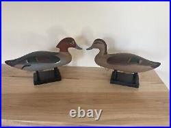 Pair Patrick Vincenti Wooden Green Winged Teal Duck Decoy Upper Chesapeake Bay