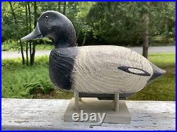 Pair of Blue Bill Ducks Decoys -Vintage -Signed CAL THOMASWeighted. Glass eyes