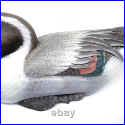 Pintail Duck Decoy Hand Carved Painted Low Head Unmarked Glass Eye 12 Long