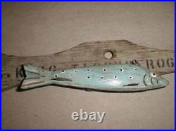 RARE VINTAGE aqua Frank Mizera Ely Minnesota fish decoy with jigging pole rig