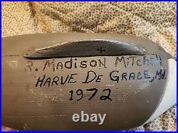 R. Madison Mitchell Canadian Goose Decoy Signed And Dated 1972