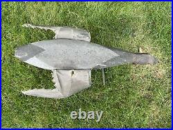 Rare Antique Vintage Wood & Canvas Flying Duck Decoy Glass Eyes Tuveson Mfg Co
