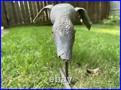 Rare Antique Vintage Wood & Canvas Flying Duck Decoy Tuveson Mfg Co with Tag