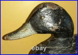 Rare Football Style Ira Hudson Black Duck Decoy Chincoteague Island VA MD Solid