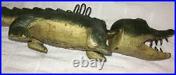 Rare Vintage Alligator Spearing Decoy Wood Carving Fish Decoy by Casey Edwards