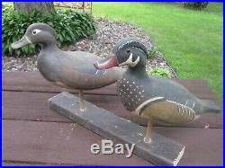 Rare Vintage Wisconsin Wood Duck Standing Pair Decoys