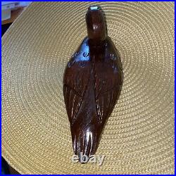 Rare Walter Langhine Vintage Duck Decoy Hand Carved Oak