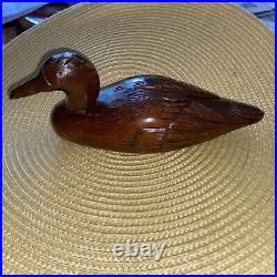 Rare Walter Langhine Vintage Duck Decoy Hand Carved Oak