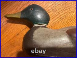 Real Nice Old Vintage Carved Wood Mallard Duck Decoy 16 Weighted