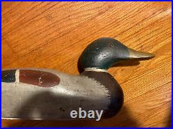 Real Nice Old Vintage Carved Wood Mallard Duck Decoy 16 Weighted