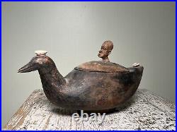 Senufo Carving. Duck Form Box w. Effigy Lid. Côte D. Western Africa. 20th C