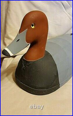 Signed Nick Sapone Ns Wanchese N C Red Head Canvas Decoy