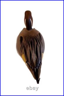 Signed VAL BENNETT Vintage 1986 Bronze Enamel Pintail Drake Duck Decoy Figurine