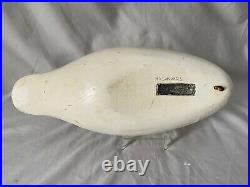 Snow Goose Duck Decoy by Harry V. Shourds, Signed, Wood, Hollow, Weighted