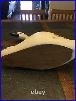 Solid Wood Large 23 Wooden Duck Swan Decoy with glass eyes