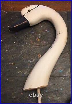 Solid Wood Large 23 Wooden Duck Swan Decoy with glass eyes