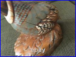 Tom Taber Wooden Carved Quail Signed Early Decoy Sculpture Statue