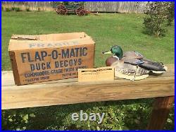 VINTAGE 1950s FLAP O MATIC MALLARD DRAKE DUCK HUNTING DECOY WithBox, instructions