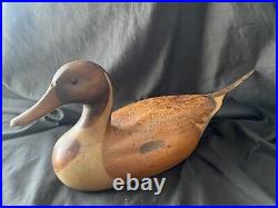 VTG 1980 RD Lewis Carved Wood Decoy Life Size Pintail Drake Signed&Dated