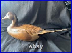 VTG 1980 RD Lewis Carved Wood Decoy Life Size Pintail Drake Signed&Dated